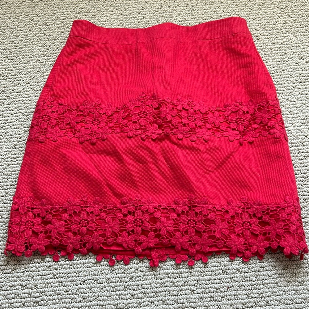 J crew red skirt size 00